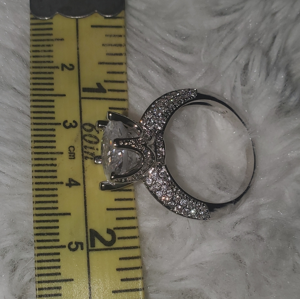 Diamond silver engagement ring size 7